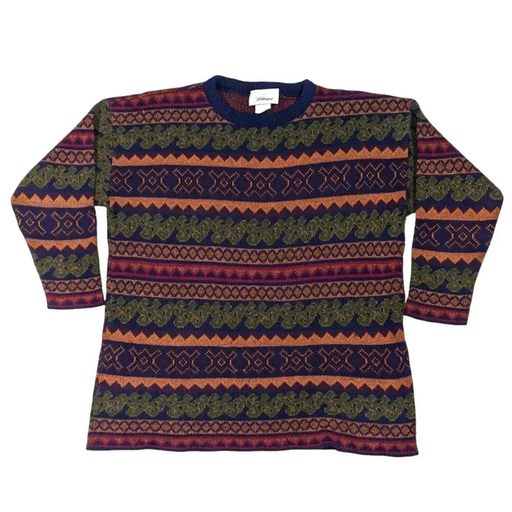 Vintage 90s Worthington USA Made Grandpa Sweater Multicolor Unisex L / XL